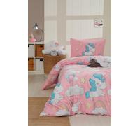 Nuit Des Rêves Set di copertine singole XL (155 x 200 cm), 70% cotone, 30% poliestere, rosa/bianco/blu, lavabile in lavatrice, 120 thread Count, Button & Envelope Closure