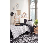 Nuit Des Rêves Set trapunta XXL (155 x 220 cm), nero e bianco, 65% cotone, 35% poliestere, lavabile in lavatrice, 120 thread Count, Button & Envelope Closure | Elegante e confortevole Bedding