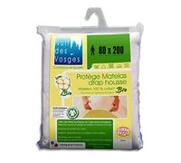 Nuit des Vosges 201911 Coprimaterasso in Mollettone, Cotone Bio Bianco, 100% Cotone, Bianco, 80 x 200 cm