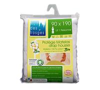 Nuit des Vosges 201911 Coprimaterasso in Mollettone, Cotone Bio Bianco, 100% Cotone, Bianco, 90 x 190 cm