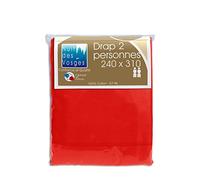 Nuit des Vosges 2107623 Cotoval Lenzuolo Cotone in Tinta Unita Rosso 240 x 310 cm