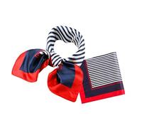 Nujvnuj 2 sciarpe quadrate in seta imitate rosse e bianche blu blu costume da donna - eleganti marinai da donna per abiti e costumi marittimi, bianco, nero, rosso, S