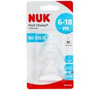 NUK 10125018 First Choice+ - Tettarella anticolica per biberon, in silicone, forma ortodontica, per bambini dai 6 ai 18 mesi, set da 2