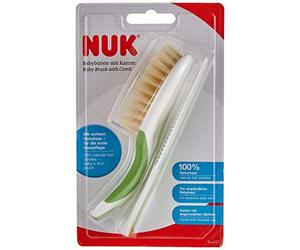 NUK 10256383 - Spazzola per bambini, in setole naturali al 100% con punte arrotondate, colore: Verde