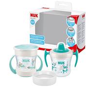 NUK 3-in-1 Mini set per imparare a bere con Trainer Cup bicchiere antigoccia (6+ mesi) | Mini Magic Cup Tazza 360° (6+ mesi) e Bordo per Bere (12+ mesi) | 160 ml | Senza BPA | Turchese
