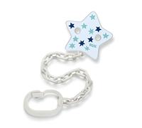 NUK Catenella per ciuccio con clip, per ciuccio con anello, stabile e infrangibile, stelle blu