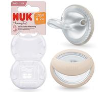 NUK Ciuccio MommyFeel | per una relazione intatta di allattamento | silicone senza BPA | 0-9 mesi | 2 pezzi | grigio e beige