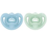 Nuk Ciuccio Sensitive | 6-18 Mesi | 100% Silicone Per Pelli Sensibili | Senza Bpa | Verde E Blu | 2 Pezzi - 40 g