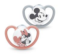 NUK Ciuccio Space | 0-6 mesi | Succhietti con extra ventilazione | Silicone senza BPA | Disney Topolino e Minnie | 2 pezzi
