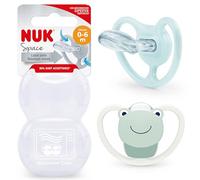 NUK Ciuccio Space Baby 0-6 mesi, succhietti con ventilazione extra per pelli sensibili, per pelli sensibili, in silicone senza BPA, a forma di rana, 2 pezzi