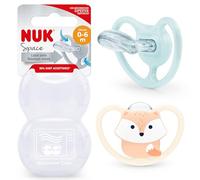 NUK Ciuccio Space Baby 0-6 mesi, succhietti con ventilazione extra per pelli sensibili, per pelli sensibili, in silicone senza BPA, volpe, 2 pezzi