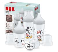 NUK Confezione biberon Perfect Match | 0-6+ mesi | Si adatta al palato del bambino | 3 biberon anti-colica e ciuccio Space Soother | Senza BPA | Disney Topolino | 4 pezzi