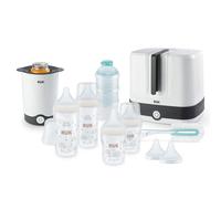 NUK Confezione completa Perfect Match per l'alimentazione | 6+ mesi | Sterilizzatore Vario Express, 4x biberon, scalda biberon, scovolino per biberon e altro | Arcobaleno | 8 pezzi