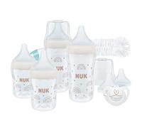 NUK Confezione biberon Perfect Match Perfect Start, 0-6+ mesi, Si adatta al palato del bambino, 4 biberon anti-colica, ciuccio, scovolino per biberon e altro, Senza BPA, 9 pezzi