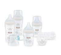 NUK Confezione biberon Perfect Match Perfect Start, 0-6+ mesi, Si adatta al palato del bambino, 4 biberon anti-colica, ciuccio, scovolino per biberon e altro, Senza BPA, 7 pezzi
