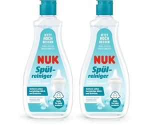 NUK Detergente per biberon | 500 ml | ideale per la pulizia di biberon e accessori | detergente senza profumi | pH neutro | 100% bottiglia riciclabile (Confezione da 2)