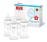 NUK First Choice Biberon | 3+ mesi | 240 ml | Biberon anti-colica | Vetro | Indicatore di controllo della temperatura | Cavalluccio marino | Confezione da 4