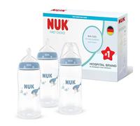 NUK First Choice Biberon | 3+ mesi | 300 ml | Biberon anti-colica | PP | Indicatore di controllo della temperatura | Balena | Confezione da 3