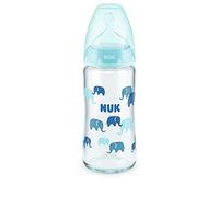 NUK First Choice+ - Biberon in vetro con controllo della temperatura, 240 ml, 0-6 mesi, colore: Blu