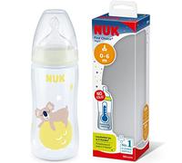 NUK First Choice+ Biberon per la notte | 0-6 mesi | Si illumina al buio | Controllo della temperatura | Sistema anti-colica | 300 ml | Senza BPA | Tettarella in silicone | Koala