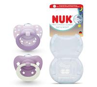 NUK First Choice Classic Day & Night Succhietto per Bambini | 0-6 Mesi | Succhietti Ortodontici che si Illuminano al Buio | Accettati dal 95% dei Bambini** | Viola | Confezione da 2