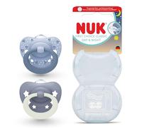 NUK First Choice Classic Day & Night Succhietto per Bambini | 0-6 Mesi | Succhietti Ortodontici che si Illuminano al Buio | Accettati dal 95% dei Bambini** | Blu | Confezione da 2