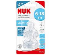 NUK - First Choice+ Flow Control, tettarelle per biberon, 6-18 mesi, valvola anti-colica, senza BPA, 2 pezzi