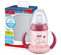 NUK First Choice+Learning Bottle Learner Cup Night | 6-18 mesi | 150 ml | Valvola anti-colica | Beccuccio a prova di perdite | Effetto luminoso | Manici ergonomici | Senza BPA | Rosa