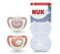 NUK First Choice Night Succhietto per Bambini | 0-6 Mesi | Succhietti Ortodontici che si Illuminano al Buio | Calma il 99% dei bambini** | Coniglio/Pecora | Confezione da 2