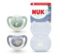 NUK First Choice Night Succhietto per Bambini | 18-36 Mesi | Succhietti Ortodontici che si Illuminano al Buio | Calma il 99% dei bambini** | Ippopotamo/Koala | Confezione da 2