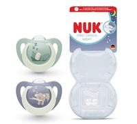 NUK First Choice Night Succhietto per Bambini | 6-18 Mesi | Succhietti Ortodontici che si Illuminano al Buio | Calma il 99% dei bambini** | Ippopotamo/Koala | Confezione da 2