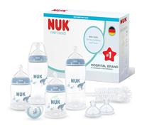 NUK First Choice Perfect Start Set Biberon | 0-6 Mesi | 4 x Biberon Anti-Colica (150 ml, 300 ml), 2 x Tettarelle, 1 x Succhietto First Choice, 1 x Scovolino per Biberon | Balena | 8 Pezzi