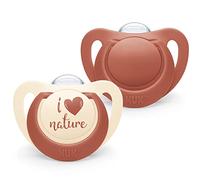 NUK for Nature Baby Dummy | 18-36 mesi | Succhietti in silicone sostenibile | realizzati in 100% materie prime naturali | rosso | 2 pezzi