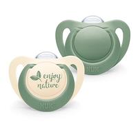 NUK for Nature Baby Dummy | 6-18 mesi | Succhietti in silicone sostenibile | realizzati in 100% materie prime naturali | verde | 2 punti