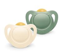 NUK for Nature - Ciuccio per bambini, 0-6 mesi, ciuccio in gomma sostenibile, oltre il 98% di materie prime naturali, verde eucalipto, 2 pezzi
