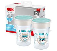 NUK 10255634 Magic Cup bicchiere antigoccia | Bordo anti-rovesciamento a 360° | 8+ mesi | Senza BPA | 230 ml | Gatto | Blu | 2 pezzi
