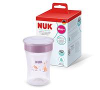NUK Magic Cup bicchiere bambini, 8+ mesi, Canguro viola, Tazza per bambini 230 ml, bordo antigoccia a 360°, confezione da 1 pezzi