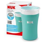 NUK Magic Cup tazza biberon in acciaio inossidabile | 8+ mesi | 230 ml | Bordo 360° anti-rovesciamento | Ermetico | Senza BPA e lavabile | Azzurro, 10255679