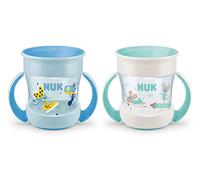 NUK Mini Magic Cup bicchiere antigoccia | Bordo 360° anti-rovesciamento | 6+ mesi | manici ergonomici | Senza BPA | 160 ml | Blu | 2 pezzi