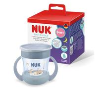NUK Mini Magic Cup Night bicchiere bambini, 6+ mesi, Ippopotamo grigio, Tazza per bambini 160 ml, bordo antigoccia a 360°, manici antiscivolo, si illumina al buio, confezione da 1 pezzi