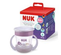 NUK Mini Magic Cup Night bicchiere bambini, 6+ mesi, Orso viola, Tazza per bambini 160 ml, bordo antigoccia a 360°, manici antiscivolo, si illumina al buio, confezione da 1 pezzi