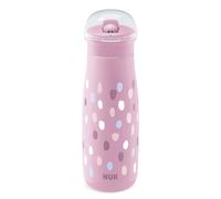 NUK Mini-Me Flip Tazza per bambini con cannuccia | 12+ mesi | 450 ml | Borraccia per bambini | Beccuccio temperato antigoccia | Infrangibile | Pink Paint Dabs