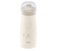 NUK Mini-Me Sip Tazza per bambini | 9+ mesi | 300 ml | Borraccia in acciaio inox per bambini | Beccuccio temperato antigoccia | Infrangibile | Beige Fox