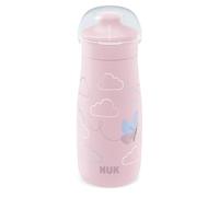 NUK Mini-Me Sip Tazza per bambini | 9+ mesi | 300 ml | Borraccia per bambini | Beccuccio temperato antigoccia | Infrangibile | Farfalla rosa