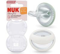 NUK Ciuccio MommyFeel | per una relazione intatta di allattamento | silicone senza BPA | 0-9 mesi | 2 pezzi | verde e bianco
