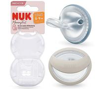 NUK Ciuccio MommyFeel | per una relazione intatta di allattamento | silicone senza BPA | 0-9 mesi | 2 pezzi | blu e grigio