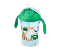 NUK Motion Cup |Tazza per bambini antigoccia con cannuccia | 8+ mesi | Per bere da qualsiasi angolazione | Coperchio che scorre | Senze BPA | 230 ml | Verde, 10255640