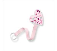 NUK Nastro portaciuccio con clip | per tutti i ciucci | stabile e infrangibile | cuori rosa