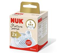 NUK Nature Sense Silicone Teat, BPA Transparent, Large, Pack of 2, Clear