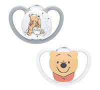 Nuk Nuk Ciuccio Space | 0-6 Mesi | Succhietti Con Extra Ventilazione | Silicone Senza Bpa | Disney Winnie The Pooh | 2 Pezzi - 52 g
